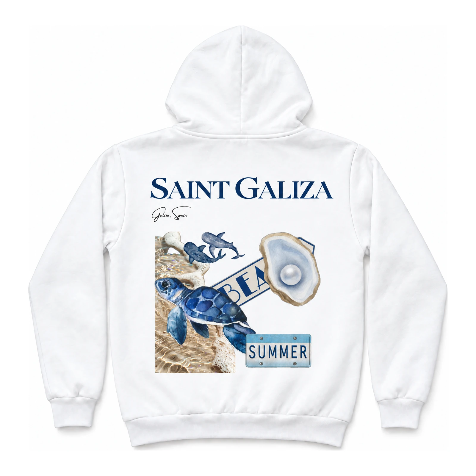 Casaco 01 branco, costas com a colagem SUMMER